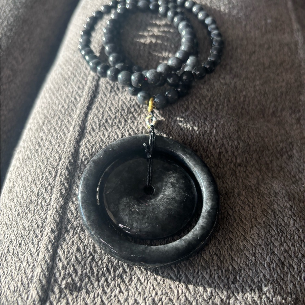 Wuji Jadeite Beaded Necklace and Pendant